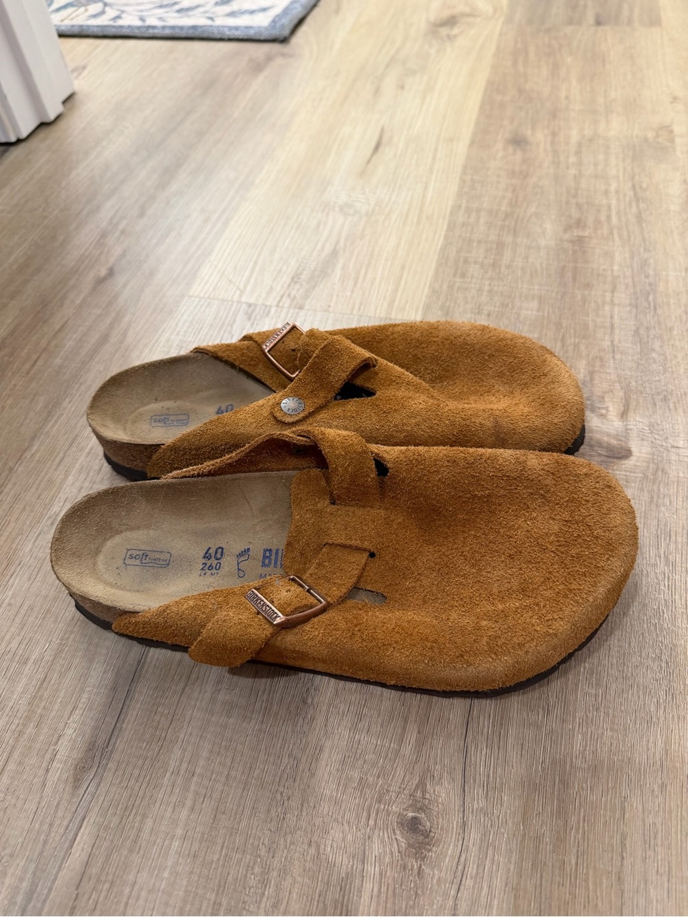 Birkenstock Suede Boston Clogs in color Mink